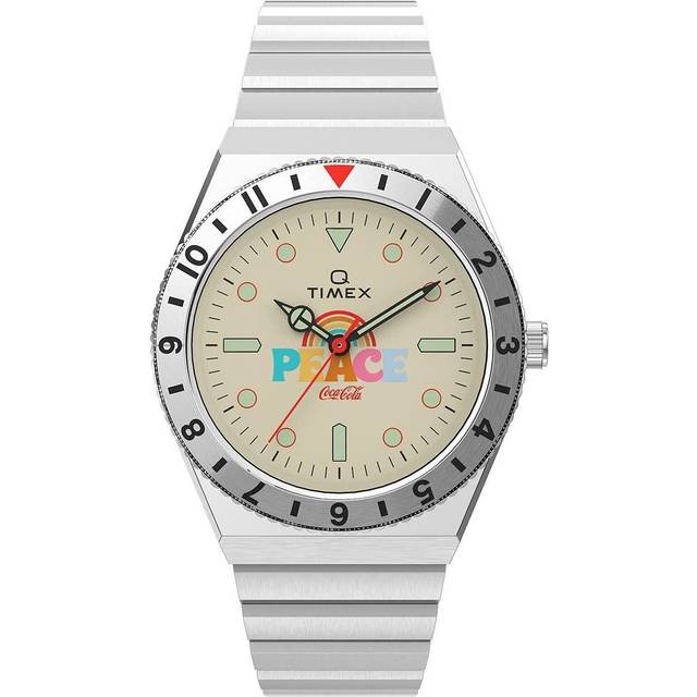 Timex Coca-cola X Q Mens Silver Watch TW2V25800 Stainless Steel - One Size