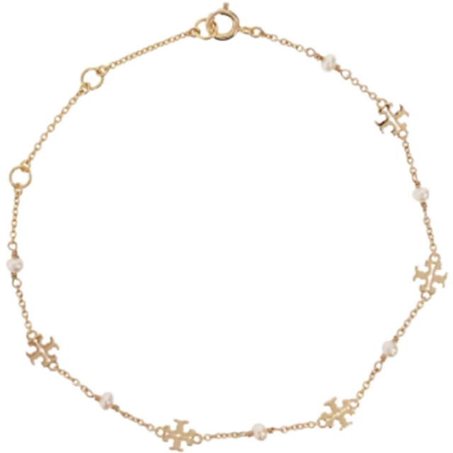 Womens Tory Burch Kira Delicate 18ct Gold-Plated Brass and Pearl Bracelet