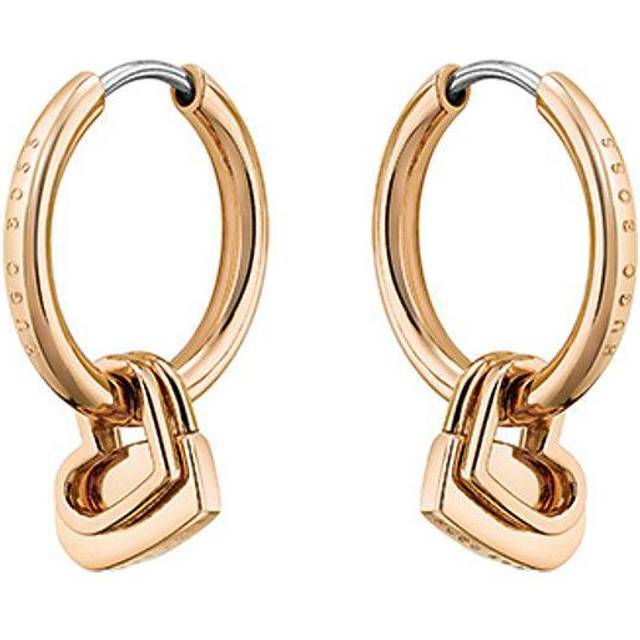 BOSS Soulmate Rose Gold-Tone Hearts Hoop Earrings 1580220