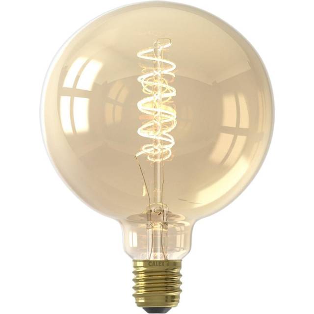 Calex 3.8W ES LED Curly Filament Dimmable G125 Globe Bulb, Gold