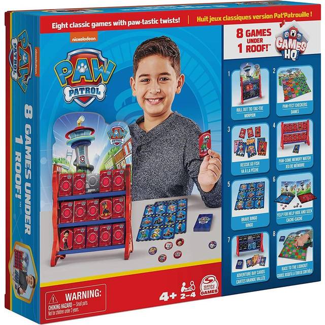 PAW Patrol, Games HQ Board Games for Kids Checkers Tic Tac Toe Memory Match Bingo Go Fish Card Games PAW Patrol Toys, Easy Christmas Toy Gift Idea for