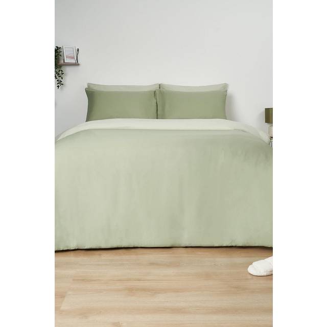 OHS Reversible Duvet Cover Set, Sage Green/Olive - King