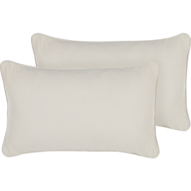 Set of 2 Decorative Cushions HELIOTROPE 30 x 50 cm White Solid