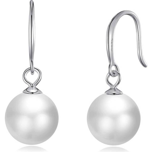 Sterling Silver White Pearl Drop Earrings