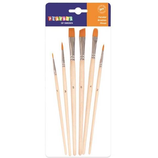 Penselset Runda & Flata - Strl. 1-6 - 6 st