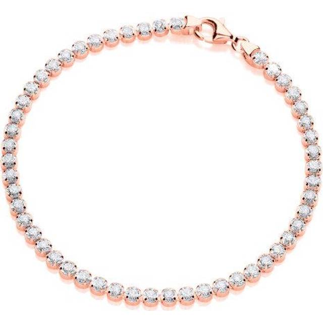 Jewelco London Ladies Rose Gold-Plated Sterling Silver Cubic Zirconia 4 Claw Classic Line Tennis Bracelet 4mm - GVB414R
