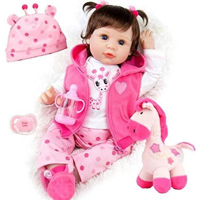 Milidool Lifelike Reborn Baby Dolls Girl  Realistic Baby Doll 22 inch Newborn Girl Doll with Feeding Toy Accessories Gift Set Silicone Baby