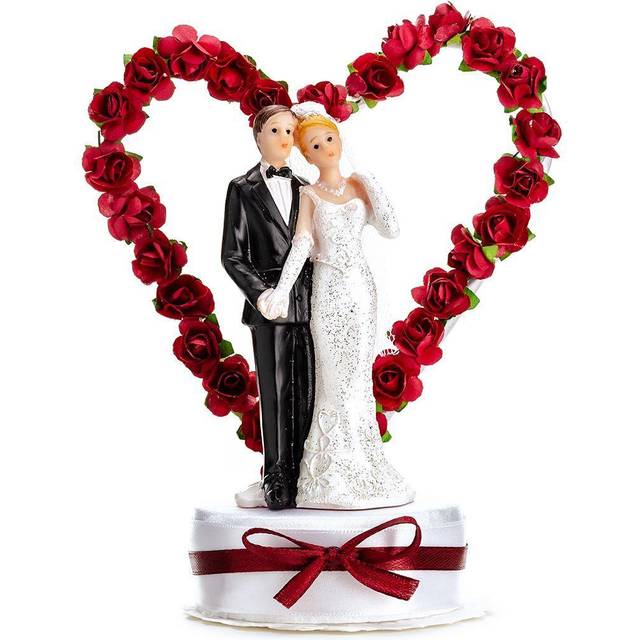 PartyDeco Wedding figurine Bride and Groom with Heart Kagedekoration