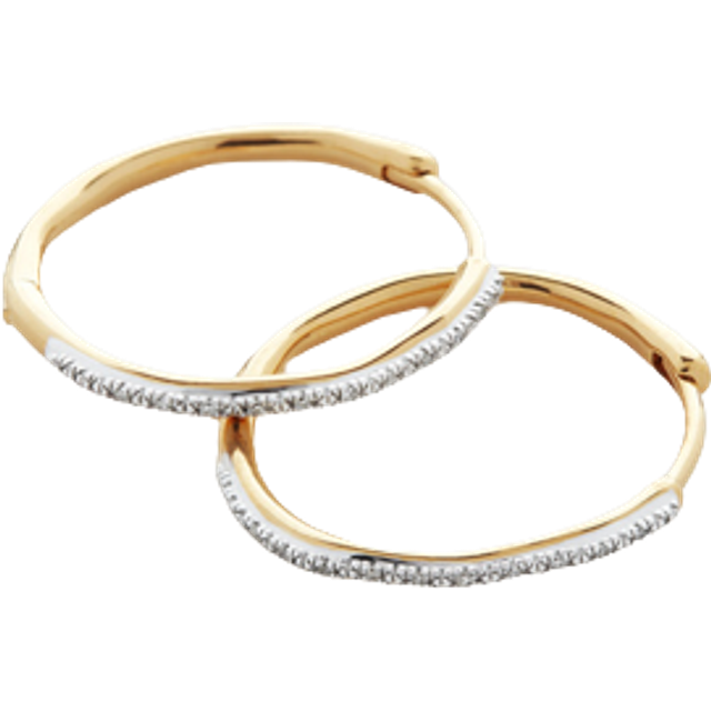 Monica Vinader Womens Gold Riva Wave 18ct Yellow Gold-plated Vermeil Sterling-silver and 0.06ct Round-cut Diamond Hoop Earrings 1size - GOLD