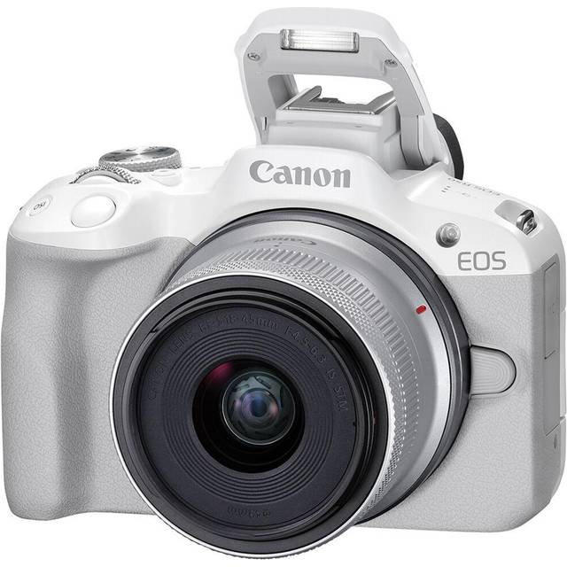 Canon EOS R50 Mirrorless Camera with 18-45mm Camera Lens in White