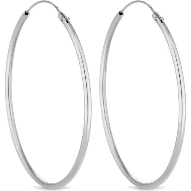 Sterling Silver 925 40mm Sleeper Hoop Earrings - One Size