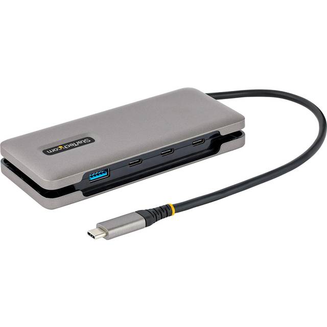 StarTech.com 4-portars USB-C-hubb – 1 x USB-A och 3 x USB-C-portar – USB 3.1 10 Gbps – bussdriven – USB typ C-hubb med 25 cm omslagskabel – bärbar USB-C till USB-A-hubb/splitter (HB31CM1A3CB)