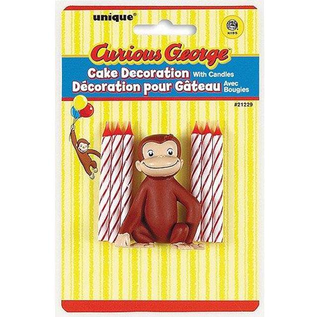 Curious George Cake Topper with 6 Candles - Premium Quality - Perfect for Children's Birthday Parties