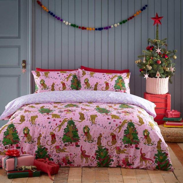 furn. Purrfect Toddler Pink and Lilac Abstract Leopard Duvet Cover Set - Multi