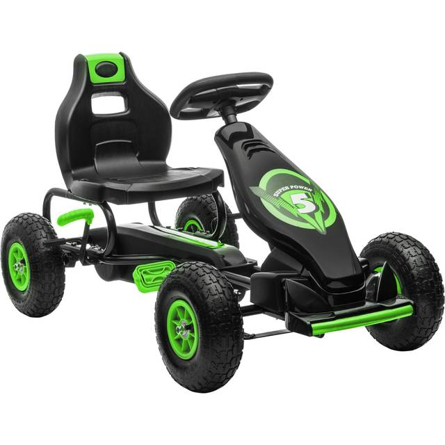 HOMCOM Children Pedal Go Kart w/ Adjustable Seat - Rubber Wheels - Brake - Green | TJ Hughes
