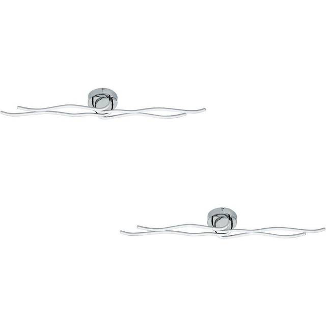 2 PACK Wall Flush Ceiling Light Colour Chrome Shade White Plastic LED 40W Incl.