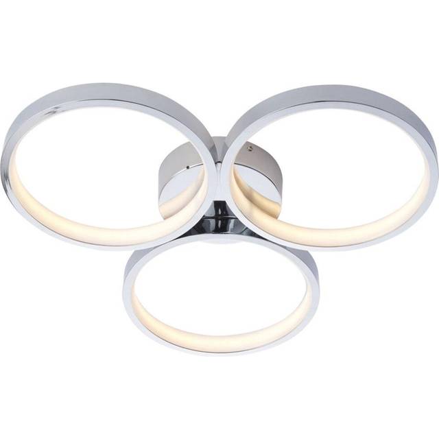Semi Flush Multi Arm Bathroom Ceiling Light - Chrome Plated & White Diffuser