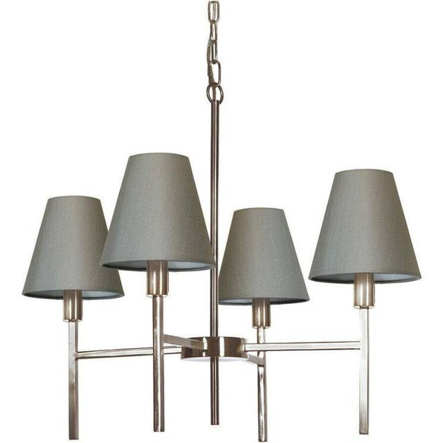 4 Bulb Chandelier Hanging Pendant LIght Brushed Nickel LED E14 25W Bulb