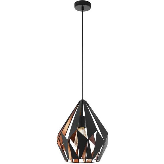 Hanging Ceiling Pendant Light Black & Copper Geometric 1x 60W E27 Feature Lamp
