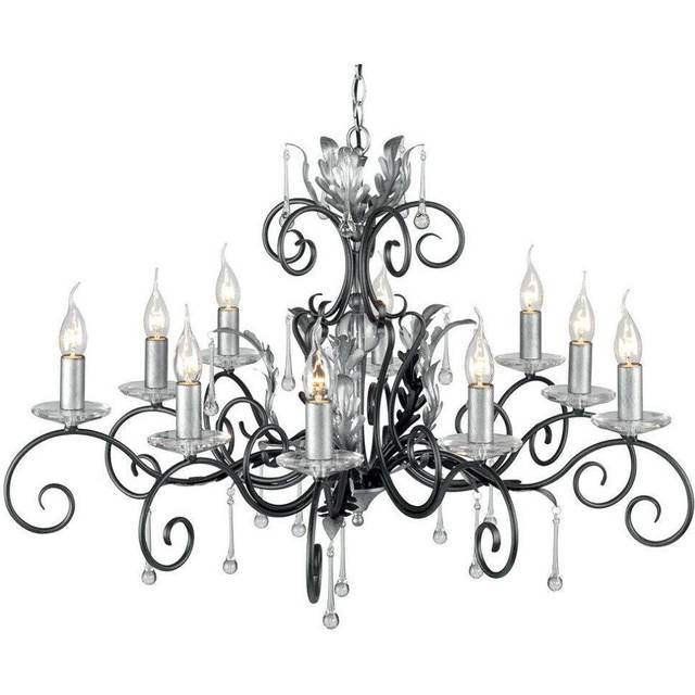 10 Bulb Handmade Chandelier Hanging Pendant LIght Black Silver LED E14 60W Bulb