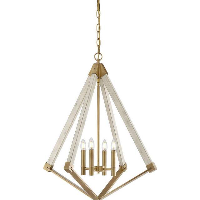 4 Bulb Chandelier Hanging Pendant LIght Weathered Brass LED E14 60W Bulb