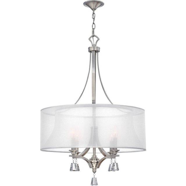 4 Bulb Chandelier Hanging Pendant LIght Brushed Nickel LED E14 60W Bulb