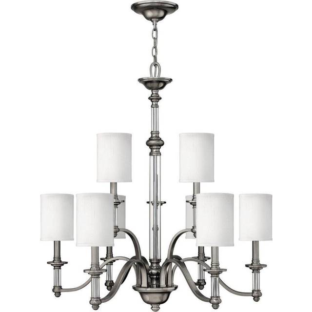9 Bulb Chandelier Hanging Pendant LIght Brushed Nickel LED E14 60W Bulb