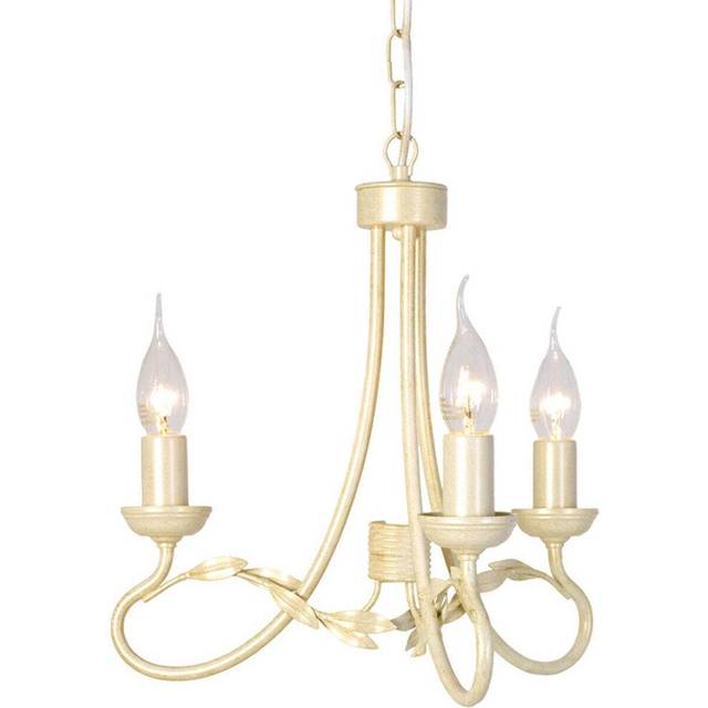 3 Bulb Chandelier Hanging Pendant LIght Ivory Gold LED E14 60W Bulb