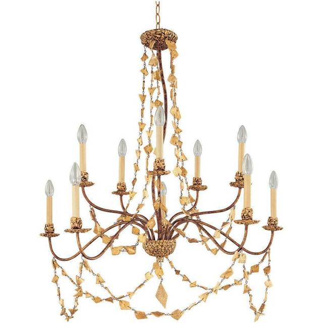 10 Bulb Chandelier Light Strands Mosaic Candle Shade Style Gold LED E14 60W
