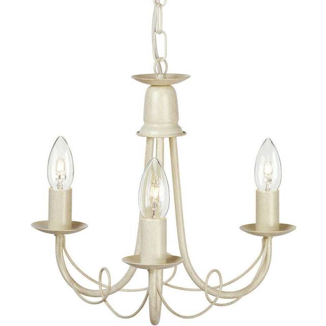3 Bulb Chandelier Hanging Pendant LIght Ivory Gold LED E14 60W Bulb