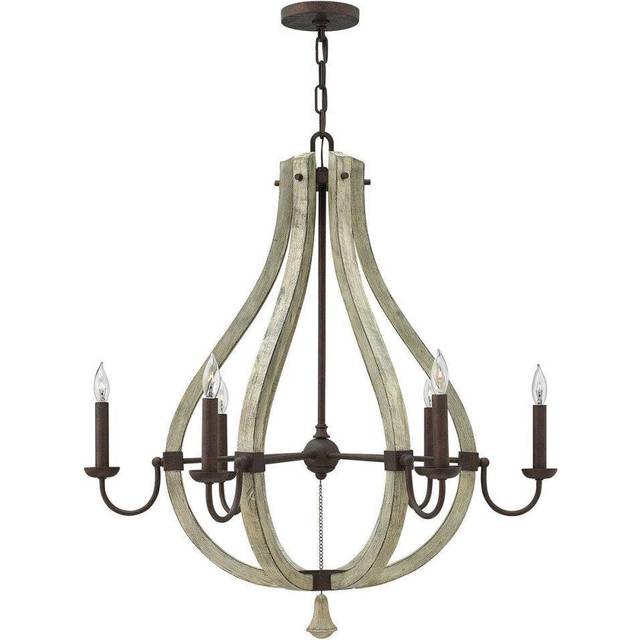 6 Bulb Chandelier Hanging Pendant LIght Iron Rust LED E14 60W Bulb