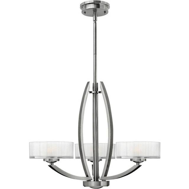3 Bulb Chandelier Hanging Pendant LIght Brushed Nickel LED G9 3.5W Bulb
