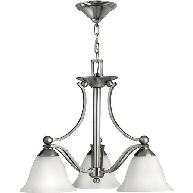 3 Bulb Chandelier Hanging Pendant LIght Brushed Nickel LED E27 60W Bulb