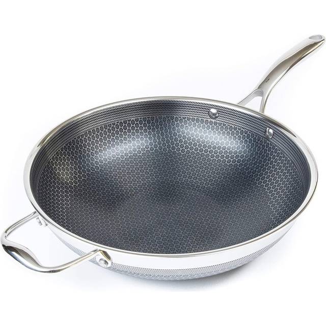 HexClad Hybrid Nonstick Wok, 30 cm, Stay-Cool Handle, Dishwasher Safe, Induction Ready, Compatible with All Cooktops