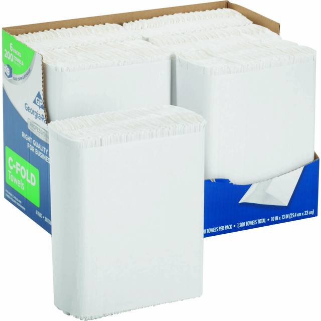 Georgia-Pacific Professional Series Premium 1-Ply C-Fold Paper Towels by GP PRO (Georgia-Pacific); White; 2112014; 200 Towels Per Pack; 6 Packs Per Ca