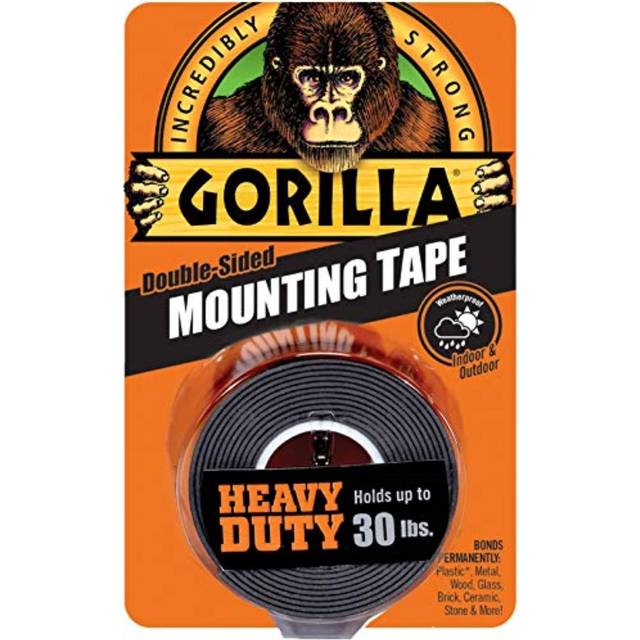 "Gorilla Double-Sided Heavy Duty Mounting Tape 1""X60""-Black"
