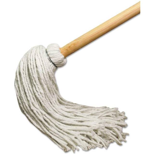 Boardwalk BWK112R 12 oz Rayon Fiber Head & Deck Mop with Wooden Handle, White - 51 in.