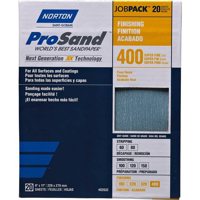 Norton Abrasives - St. Gobain  ProSand 9 in. x 11 in.  Sanding Sheets 400G - 20 Pack