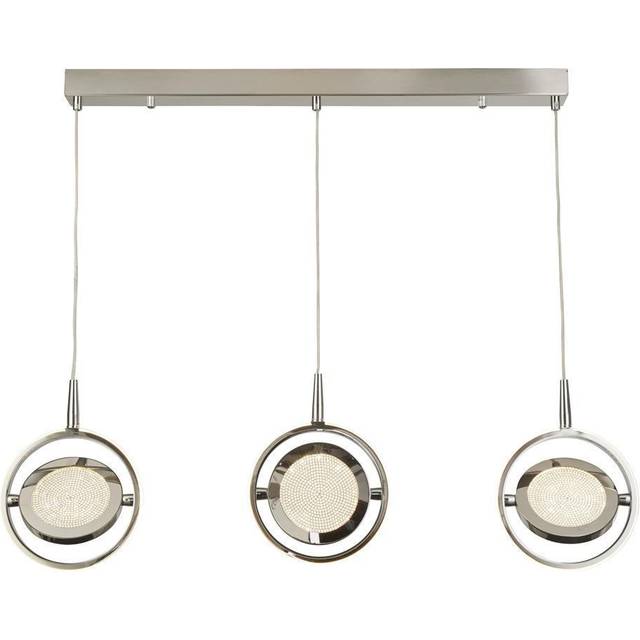 Searchlight Gyroscope 3 Light LED Ring Bar Pendant Chrome, Crystal Sand 3000K
