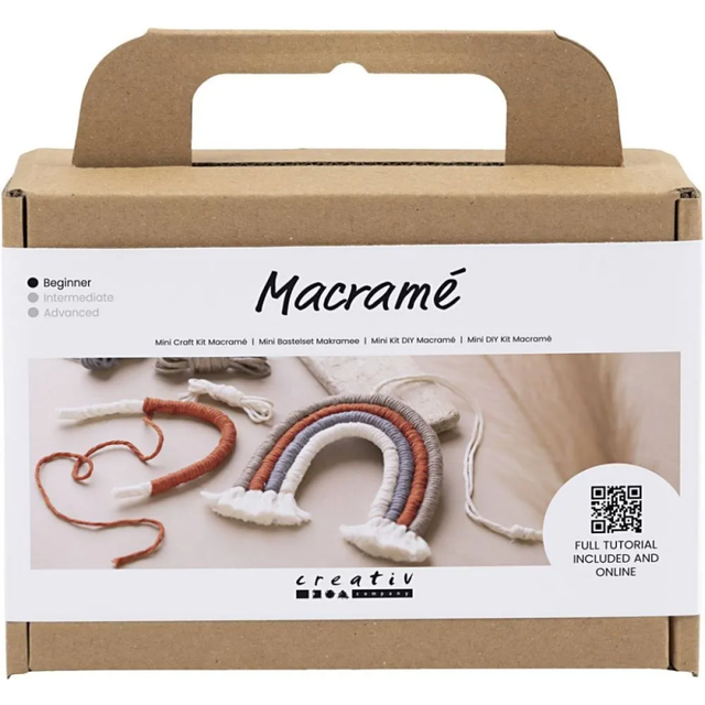 Kreativt mini-pysselset makramé, regnbåge, 1 förpackning