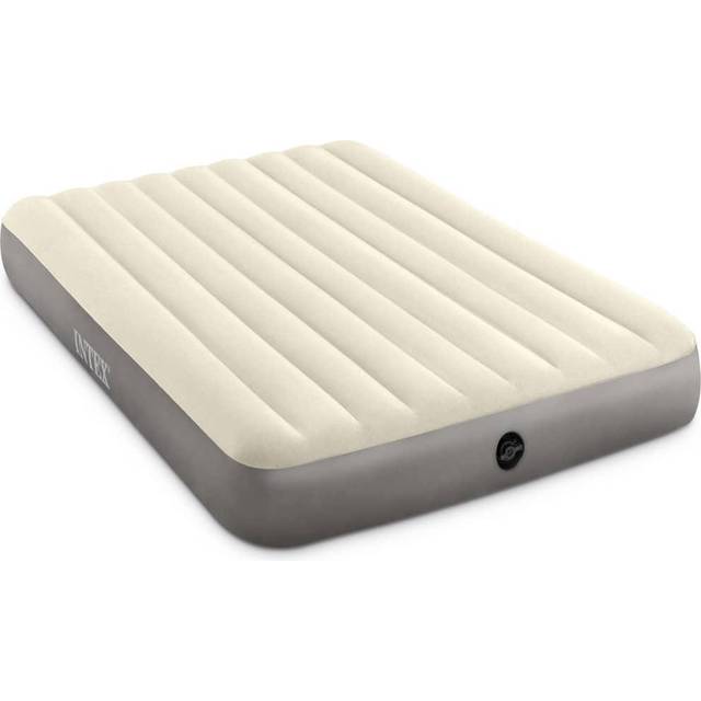 Intex Airbed Materasso Deluxe Classic Matrimoniale Dura Beam con Tecnologia Fiber Tech, Tinta Unita, Tortora/Grigio, 152 x 203 x 25 cm