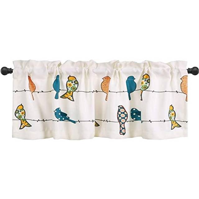 Frodig dekor Rowley fåglar lätt filtrering kappa, enkel panel, 132 cm B x 45 cm L, multi – färgglatt blommigt fågelmönster – nyckfull & lekfull fågelgardin – bondgård, kust och boho fönsterdekor