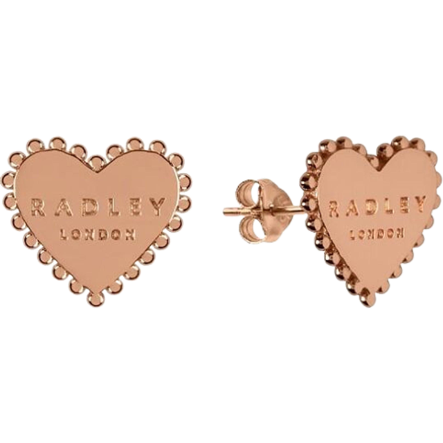 Radley Sterling Silver 18ct Rose Gold Plated Heart Stud Earrings RYJ1126