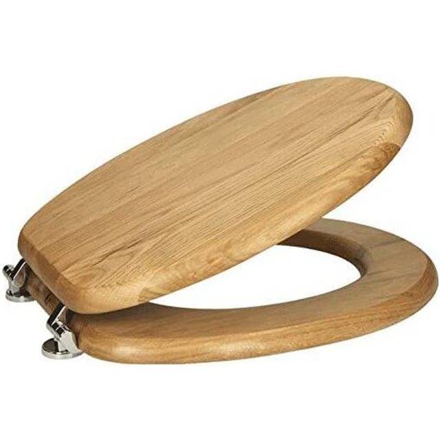 Ceramica Round Wooden Toilet Seat - Bottom Fix (Oak Effect)