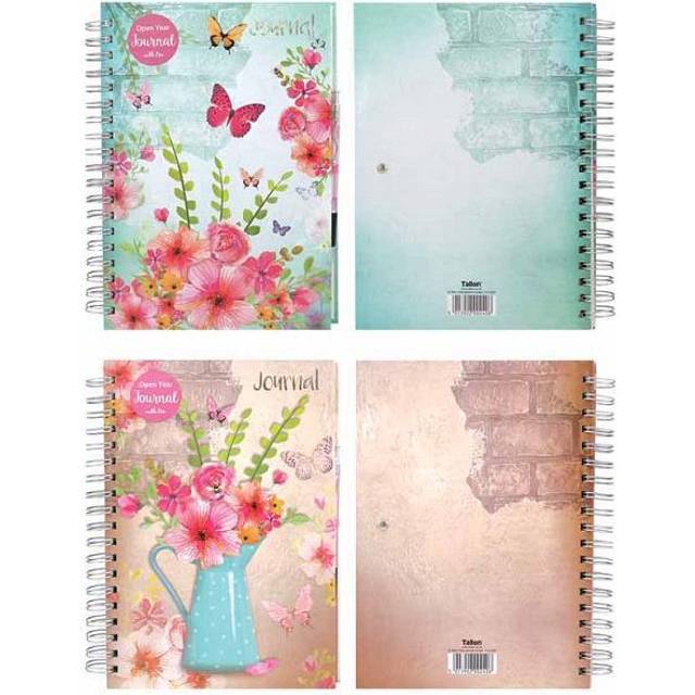 Open Year Journal Notebook Ruled Vintage Diary with Pen Undated Hardback Spiral Vintage floral in vase