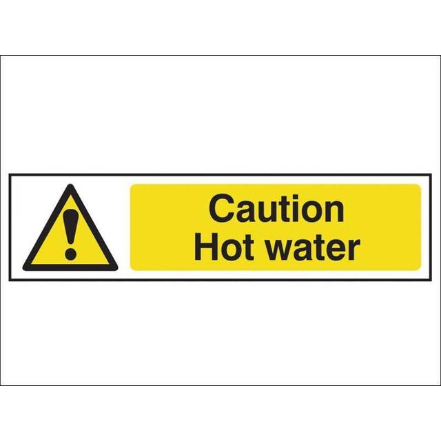 Scan Caution Hot Water Sign 200mm 50mm Standard