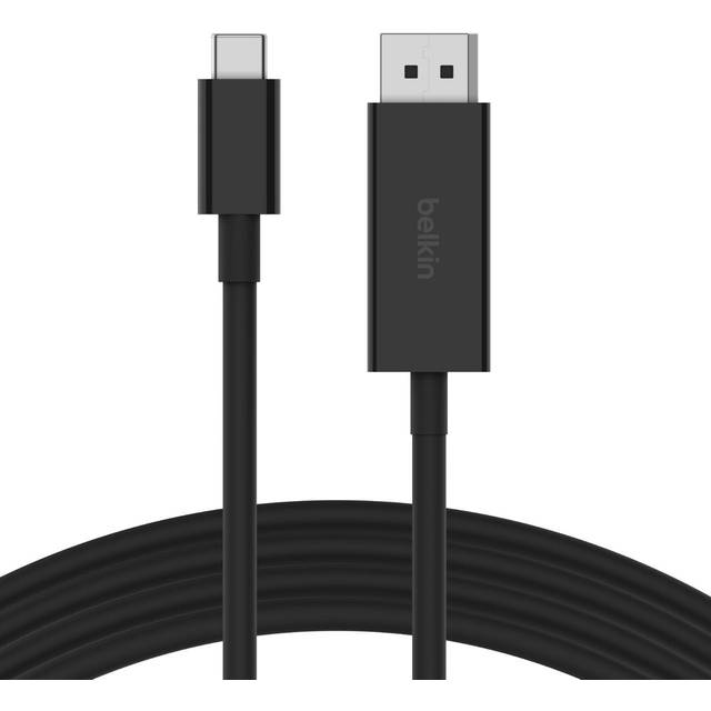 Belkin USB-C till DisplayPort 1.4-kabel på 2 m, 32,4 Gbit/s, 8K vid 60 Hz eller 4K vid 144 HZ, med HBR3, DSC, HDCP 2.2, DP Alt-läge, bakåtkompatibel, för Windows, MacOS, iPadOS, Android, m. fl.