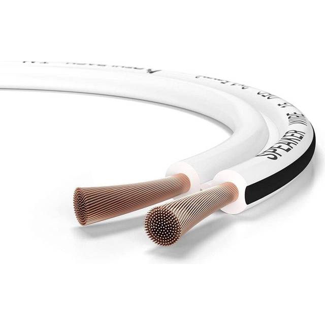 Oehlbach Speaker Wire SP-15 – Stereo HI-FI högtalarkabel, boxkabel med OFC (syrefri koppar) 2 x 1,5 mm² minispole högtalarkabel – 10 m vit