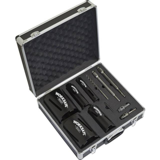 5 Piece Diamond Core Hole Saw Kit - 5 Sizes - SDS Plus and Hex Adaptors