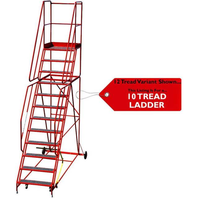 10 Tread HEAVY DUTY Mobile Warehouse Stairs Anti Slip Steps 3.25m Safety Ladder